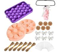 DIY Natural Soap Kit with Grape Blossom Shapes, 300g Craft Soap Kit with Ropes, Bows and Labels, Handmade Creation Kit for Adults and Kids, Creative Craft