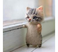 DIY Needle Felt Kit with Cat Wool Felt Material Package Includes Unfinished Cloth and PVC for Handmade Cat Doll Simulation Project (spot)