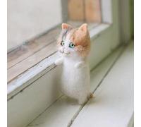 DIY Needle Felt Kit with Cat Wool Felt Material Package Includes Unfinished Cloth and PVC for Handmade Cat Doll Simulation Project (| The |)