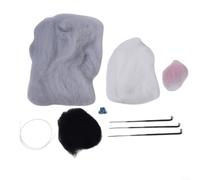 DIY Needle Felt Kit with Cat Wool Felt Material Package Includes Unfinished Cloth and PVC for Handmade Cat Doll Simulation Project (Is short)