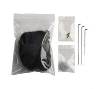 DIY Needle Felt Kit with Cat Wool Felt Material Package Includes Unfinished Cloth and PVC for Handmade Cat Doll Simulation Project (Black Cat)