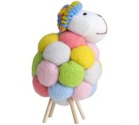 DIY Needle Felting Kit Featuring Felt Wool Sheep Handmade Decorations with Curly Wool Texture for Festive and Seasonal Projects (Large Colorful)