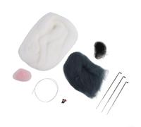 DIY Needle Felting Kit for Cat Wool Felt with Unfinished Material Package Including Cloth and PVC Parts for Handmade Doll Craft Projects (White and Blue Cat)