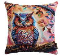 DIY Needlework Pillow Kits, Animal Owl Embroidery Pillow Canvas Cushion Cross Stitch Pillowcase Printed Cross Stitch Kits Stitched Cushion Kit 45x45cm