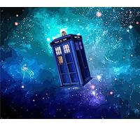 DIY Oil Paint by Numbers for Adult, Oil Paint by Numbers Adult Kit for Beginner Painting - Tardis Through The Starry - 16x20 Inch (Self-Assembly Wooden Frame)