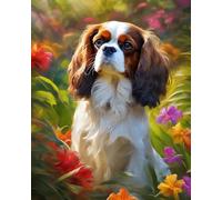 DIY Oil Painting Paint by Number Kit Cavalier King Charles Spaniel Digital Painting Drawing Canvas with Brushes Acrylic Pigment Wall Art Gifts,40x50cm,No Frame