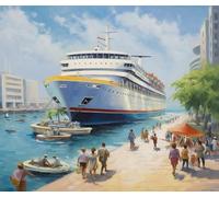 DIY Oil Painting Paint by Number Kit Cruise Ship Ship,Tropical Island Sea Landscape Paint by Numbers DIY Oil Painting Canvas Print Wall Art Home Decoration