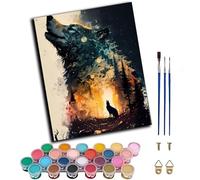 DIY Oil Painting,Paints by Numbers Kits for Adults,Paint Set Linen Canvas Painted Hand-Painted Gifts,40x50 cm,Black Watercolor Reflection Wolf,Frameless