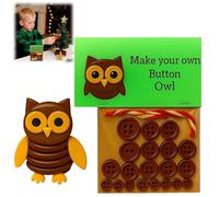 DIY Owl Button Ornament Craft Kit,Cute Christmas Owl Decorations,Complete Creative Ornament Making Set with Assorted O/wl Buttons,Wooden Display Board,Festive Craft Supplies for Holiday Decor