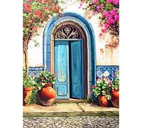 DIY Paint by Number for Adults and Kids, Amphol Acrylic Paint by Numbers for Beginner, 16” W x 20”L Easy Oil Painting for Gift Home Wall Decor (Blue Door)