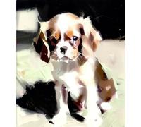DIY Paint by Number for Adults Beginner Cavalier King Charles Spaniel dog Paint by Number on Canvas DIY Oil Painting for Gift Home Wall Decor 12x16inch(30x40cm) Frameless