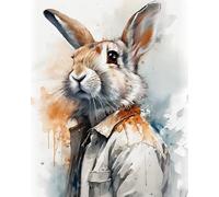 DIY Paint by Number for Adults,Creative Watercolor Rabbit Paint by Number Set with Professional Brushes,40x50cm,No Frame