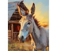 DIY Paint by Number for Adults, Donkey in Pasture Paint by Number Set with Professional Brushes,40x50cm,No Frame