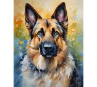 DIY Paint by Number for Adults,German Shepherd Paint by Number Set with Professional Brushes,40x50cm,No Frame