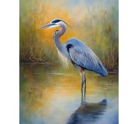 DIY Paint by Number for Adults, Great Blue Heron Bird Paint by Number Set with Professional Brushes,40x50cm,No Frame