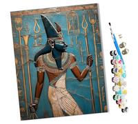 DIY Paint by Numbers Anubis Scepter Scales Mural Ancient Egyptian Style (3) with Paint Brushes and Acrylic Painting Kit 16x20 Inch for Kids and Adults Beginner Gifts-Frameless