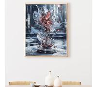 DIY Paint by Numbers Flower Crystal Painting by Numbers Kits On Canvas, with Paint Brushes and Acrylic Painting Kit 30x40cm for Kids and Adults Beginner Gifts, Home Decoration, Frameless PjY2484 W-F