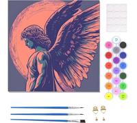 DIY Paint by Numbers for Adults Angel Wings Paint by Numbers for Beginners, DIY Color Oil Painting by Number Kits, Oil Hand Painting Art Crafts Kits for Adults for Gifts Home Decor 35x35cm U-9157