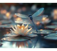 DIY Paint by Numbers for Adults Beginner, Dragonfly on Lily Pad, Paint by Numbers Kit Painting by Numbers for Adults Kids, 16" x 20"