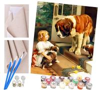 DIY Paint by Numbers for Adults Beginner, Easy Paint by Numbers for Beginner,Acrylic Watercolor Paint by Number for Kids Gift Decor - Companion Saint Bernard Dog 16x20 Inch