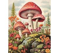 DIY Paint by Numbers for Adults Beginner Mushroom Nature Print Whimsical Forests Oil Painting Kit Paint by Number Paintting for Kids Adults Countryside Decor -16x20 Inch