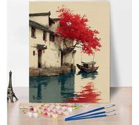 DIY Paint by Numbers for Adults Beginner, Paint by Numbers Architecture, Japan Oil Hand Painting Kits Hobbies for Adults Women, Acrylic Pigment Canvas Painting Wall Art, Bedroom Decor 28x38in -XY89T