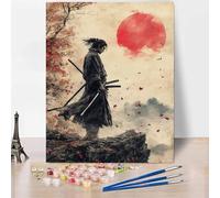 DIY Paint by Numbers for Adults Beginner, Paint by Numbers Japan, Warrior Oil Hand Painting Kits Hobbies for Adults Women, Acrylic Pigment Canvas Painting Wall Art for Bedroom Decor 12"x16" -XY127