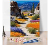DIY Paint by Numbers for Adults Beginner, Paint by Numbers Landscape, Cactus Oil Hand Painting Kits Hobbies for Adults Women, Acrylic Pigment Canvas Painting Wall Art for Bedroom Decor 12"x16" -XY932