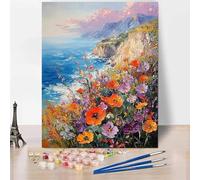 DIY Paint by Numbers for Adults Beginner, Paint by Numbers Sea, Flower Oil Hand Painting Kits Hobbies for Adults Women, Acrylic Pigment Canvas Painting Wall Art for Bedroom Decor, Gifts 16"x24" -XY86E
