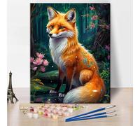 DIY Paint by Numbers for Adults Beginner Red Fox Paint by Number for Adults Red Fox in The Forest Canvas Painting Kit Oil Painting Kit for Art Crafts Kits Gift 16x20 Inch Without Frame
