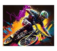 DIY Paint by Numbers for Adults Boy‘sMountain Biking Paint by Numbers DIY Painting Acrylic Paint by Numbers Painting Kit Home Wall Living Room Bedroom Decoration Cycling Lovers 16X20 inches(DIY Frame