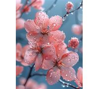 DIY Paint by Numbers for Adults Cherry Blossoms Paint by Numbers Art Canvas Oil Painting Kit for Beginners, with 3 Brushes and Acrylic Pigment for Home Room Wall Decor Gifts 40x50cm (Without Frame)