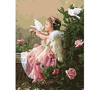 DIY Paint by Numbers for Adults Children, ABEUTY Angel Girl & White Dove 16x20 inches Number Painting Art Therapy