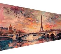 DIY Paint by Numbers for Adults Eiffel Tower, Paint by Numbers Landscape Paint by Numbers Kits with Paint Brushes Acrylic Pigment Drawing Hobbies for Women, Home Wall Decor (24x48in, Frameless) K-Y