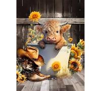 DIY Paint by Numbers for Adults, Highland Cow Canvas Oil Painting Kit for Adults, Animal Craft Art Painting Kit Acrylic Pigment Drawing Paintwork for Gift Home Wall Decor 12x16 inch (Without Frame)