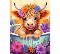 DIY Paint by Numbers for Adults, Highland Cow Canvas Oil Painting Kit for Adults, Animal Craft Art Painting Kit Acrylic Pigment Drawing Paintwork for Gift Home Wall Decor 12x16 inch (Without Frame)