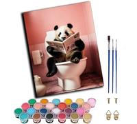 DIY Paint by Numbers for Adults,Oil Painting Kits,Craft Art Painting,Acrylic Pigment Drawing Gift for Home,16x20inch，Pink Giant Panda Reading Newspaper Toilet,Frameless