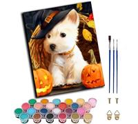 DIY Paint by Numbers for Adults,Oil Painting Kits,Craft Art Painting,Acrylic Pigment Drawing Gift for Home,16x20inch，Cute pet Magic hat Dog,Frameless