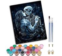 DIY Paint by Numbers for Adults,Oil Painting Kits,Craft Art Painting,Acrylic Pigment Drawing Gift for Home,16x20inch，Skeleton Couple Death Girl_,Frameless