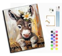 DIY Paint by Numbers for Adults,Oil Painting Kits,Craft Art Painting,Acrylic Pigment Drawing Gift for Home,16x20inch,Daisy Donkey,with Frame