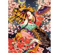 DIY Paint by Numbers for Adults,Oil Painting Kits,Craft Art Painting Kit,Acrylic Pigment Drawing Gift for Home Decor,16x20inch，Japanese Geisha Tattoo Kimono Beauty,Frameless