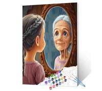 DIY Paint by Numbers for Adults Old Woman and Little Girl Painting Acrylic Paint DIY Digital Oil Painting The Process of Aging Painting Kits Canvas Art Living Room Decor 16x20 Inch（Without Frame ）