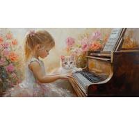 DIY Paint by Numbers for Adults Piano, 80x160cm/32x64in Long Canvas Painting Kit, Panoramic Acrylic Oil Paint by Number for Living Room Wall Decor, Creative Art Gift for Women, Girl (unframed),w-512k
