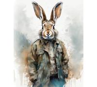 DIY Paint by Numbers for Adults Rabbit Bunny Hare DIY Oil Painting Drawing Canvas with Brushes Decorations Gifts,40x50cm,No Frame