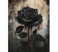 DIY Paint by Numbers for Adults Rose,Painting by Number Kits on Canvas Flower,Color by Numbers for Beginner,Gifts Decor for Home Wall Room (Black Rose)