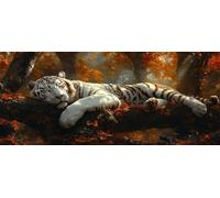 DIY Paint by Numbers for Adults Tree, Painting by Numbers Kits for Beginners Tiger, Painting Kits with Acrylic Paint Brushes, Adult Crafts Canvas Kits, Wall Art, Spring Home Decor, 36x16in O-8223