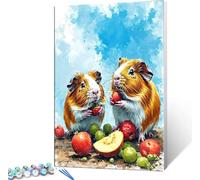 DIY Paint by Numbers Guinea Pig Painting by Numbers Kits On Canvas, with Paint Brushes and Acrylic Painting Kit 8x12 in/20x30 cm for Kids and Adults Beginner Gifts, Home Decoration, Frameless h-716