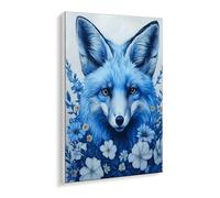 DIY Paint by Numbers Kit for Adults Beginners - Vibrant Blue Fox Canvas Oil Painting Set with Acrylic Paints & Brushes - 50 x 70 cm Unframed for Home Decor Stress Relief Gifts for Creative Fun P-363