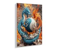 DIY Paint by Numbers Kit for Adults Beginners - Vibrant Dragon Phoenix Canvas Oil Painting Set with Acrylic Paints & Brushes - 90 x 120 cm Unframed for Home Decoration Gifts for Creative Fun P-393