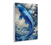 DIY Paint by Numbers Kit for Adults Beginners - Vibrant Fish waves Canvas Oil Painting Set with Acrylic Paints & Brushes - 90 x 120 cm Unframed for Home Decor Stress Relief Gifts for Creative Fun P765